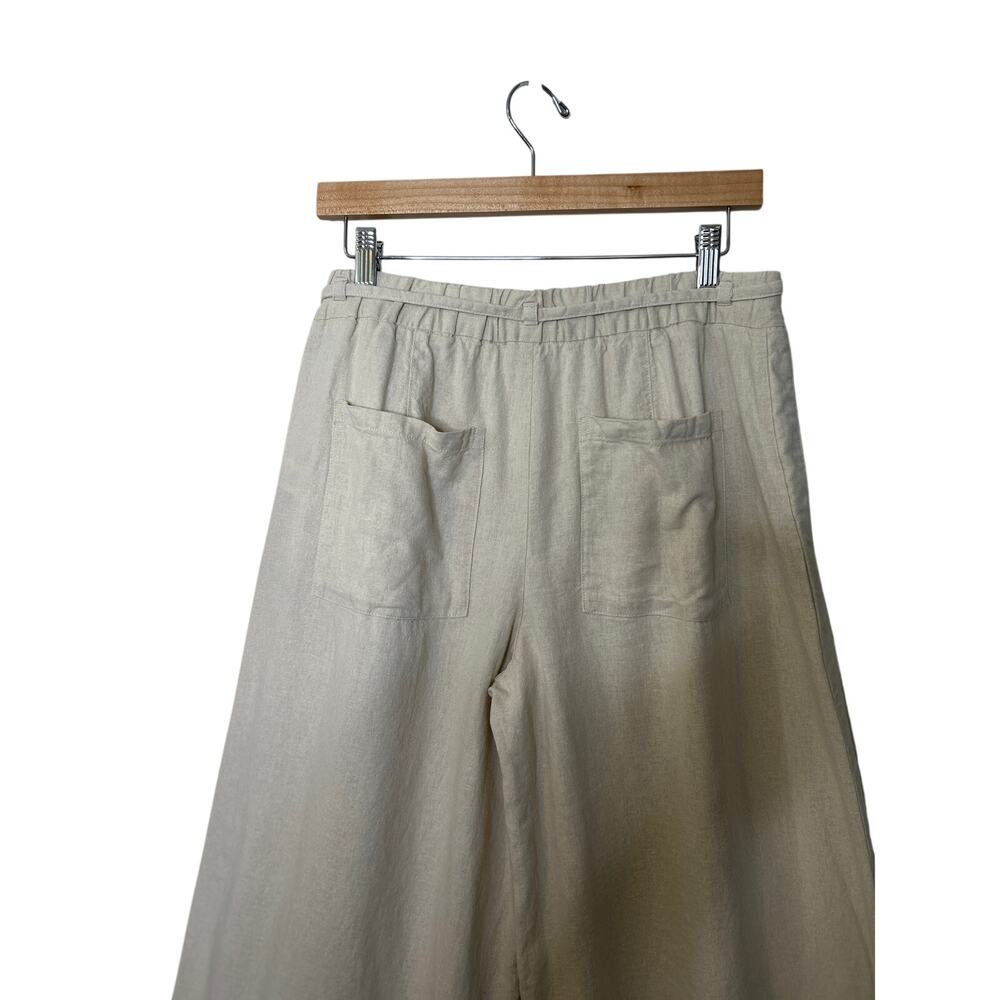 Zara Women's Wide-Leg Linen-Blend Pants Size Medium Beige Preppy, Comfy - Picture 4 of 13